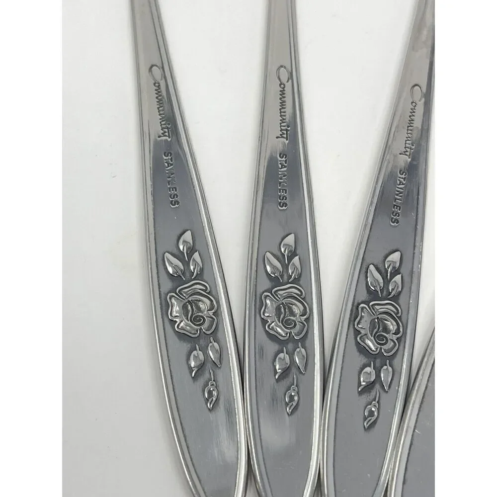 Vintage Oneida Community ROSE SHADOW Stainless Dinner Forks 7 3/8